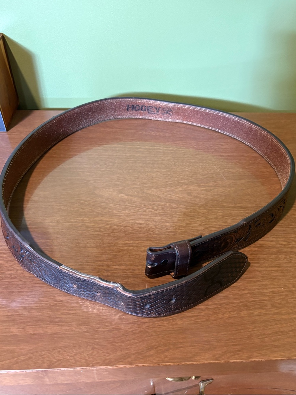 Hooey Dark Brown Tooled Western Leather Belt